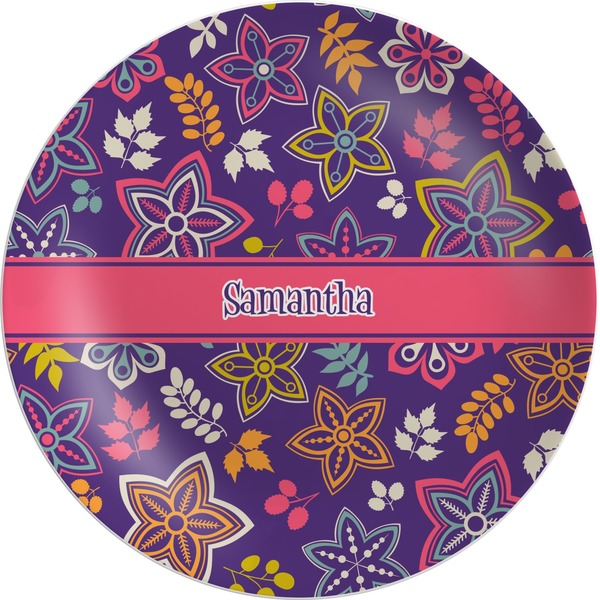 Custom Simple Floral Melamine Plate (Personalized)