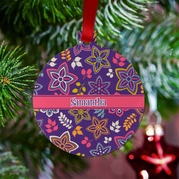 Simple Floral Metal Ball Ornament - Lifestyle