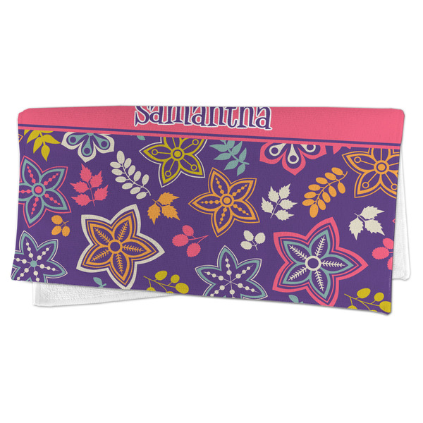 Simple Floral Microfiber Dish Rag - FOLDED (half)