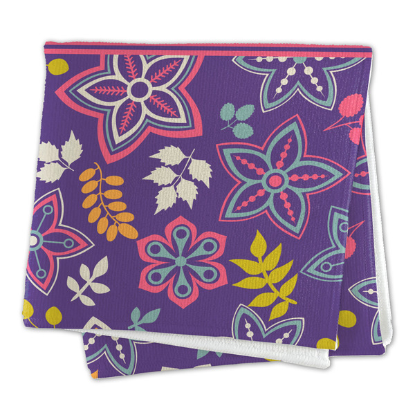 Simple Floral Microfiber Dish Rag - FOLDED (square)