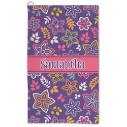 Simple Floral Microfiber Golf Towel (Personalized)