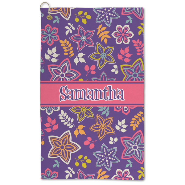 Custom Simple Floral Microfiber Golf Towel (Personalized)