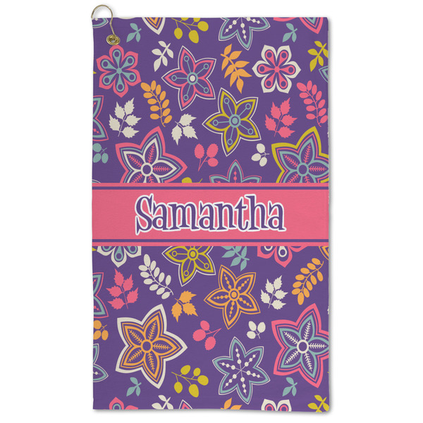 Custom Simple Floral Microfiber Golf Towel - Large (Personalized)