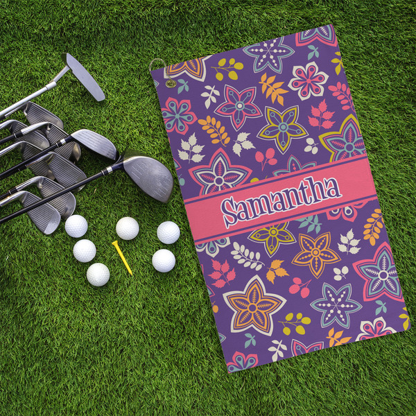 Simple Floral Microfiber Golf Towels - LIFESTYLE