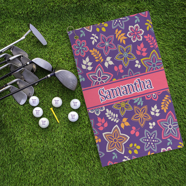 Simple Floral Microfiber Golf Towels - LIFESTYLE
