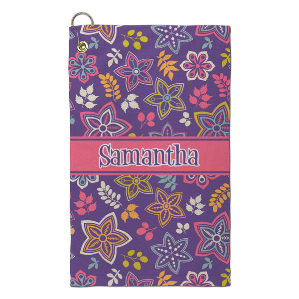 Custom Simple Floral Microfiber Golf Towel - Small (Personalized)