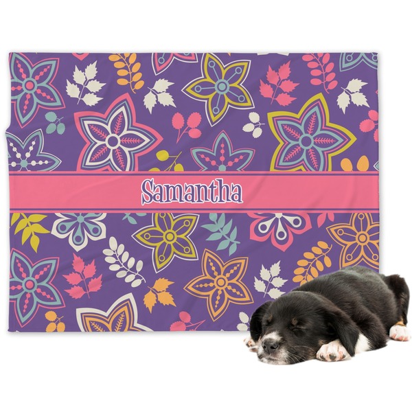 Custom Simple Floral Dog Blanket - Regular (Personalized)
