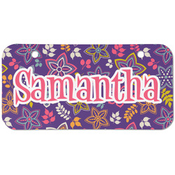 Simple Floral Mini/Bicycle License Plate (2 Holes) (Personalized)