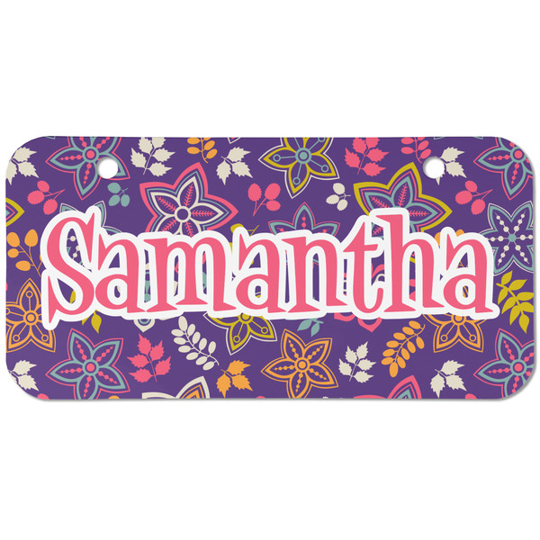 Custom Simple Floral Mini/Bicycle License Plate (2 Holes) (Personalized)