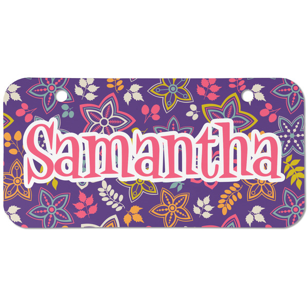 Simple Floral Mini Bicycle License Plate - Two Holes