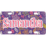 Simple Floral Mini/Bicycle License Plate (Personalized)