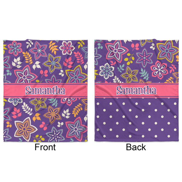 Simple Floral Minky Blanket - 50"x60" - Double Sided - Front & Back