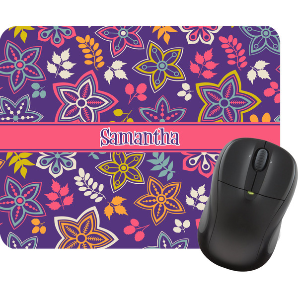 Custom Simple Floral Rectangular Mouse Pad (Personalized)