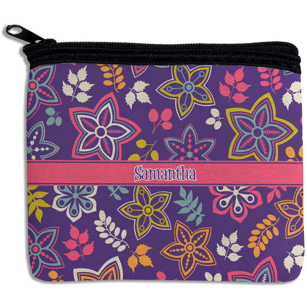 Custom Simple Floral Rectangular Coin Purse (Personalized)