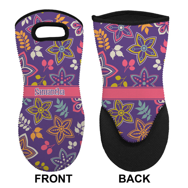 Simple Floral Neoprene Oven Mitt (Front & Back)
