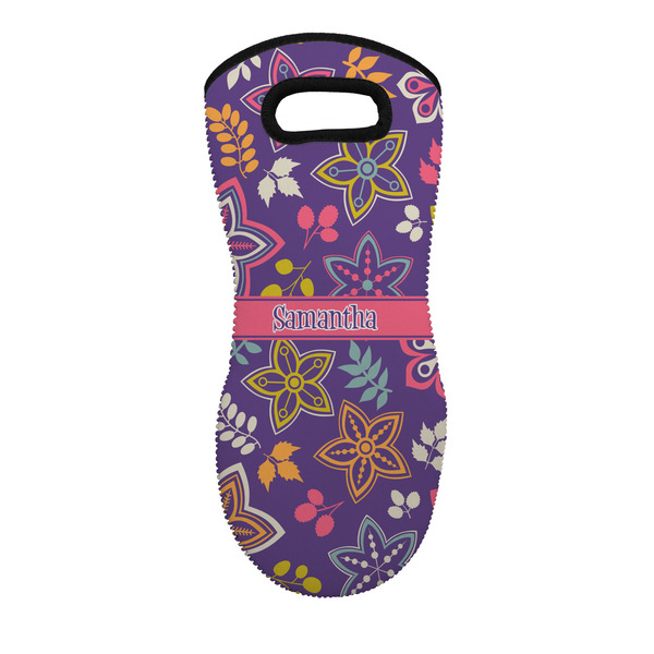 Custom Simple Floral Neoprene Oven Mitt w/ Name or Text