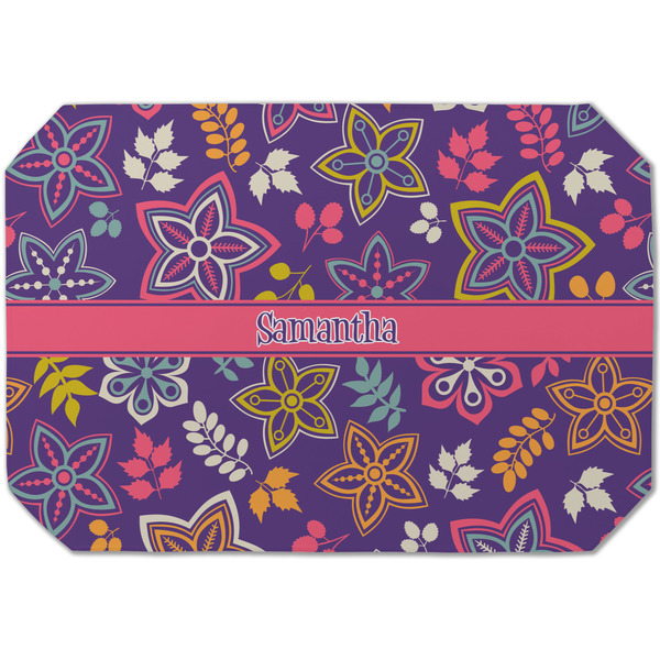 Custom Simple Floral Dining Table Mat - Octagon (Single-Sided) w/ Name or Text