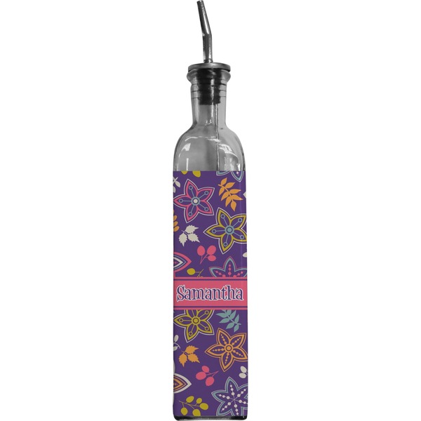 Custom Simple Floral Oil Dispenser Bottle (Personalized)