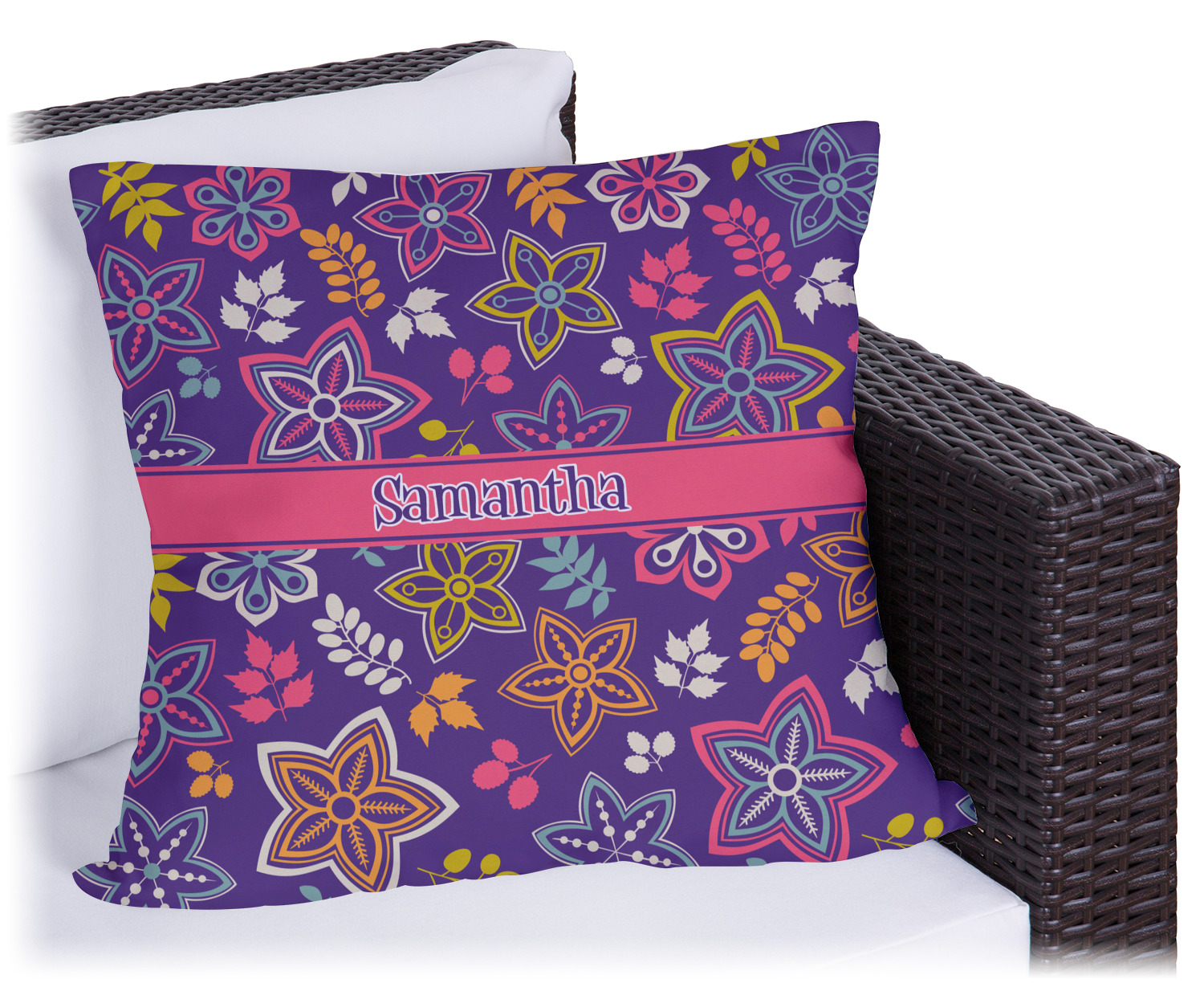 Simple Floral Outdoor Pillow (Personalized) YouCustomizeIt