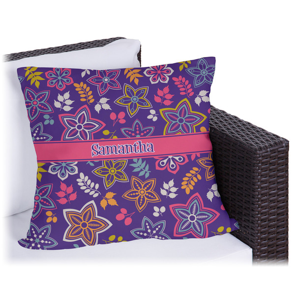 Custom Simple Floral Outdoor Pillow (Personalized)