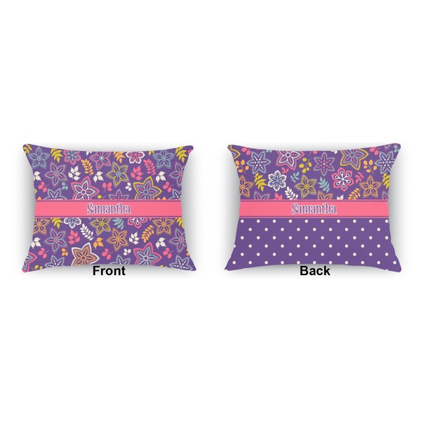 Simple Floral  Outdoor Rectangular Throw Pillow (Front and Back)