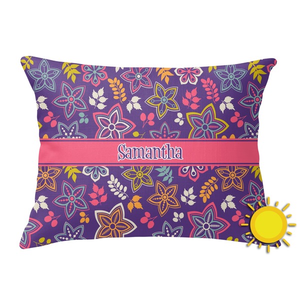 Custom Simple Floral Outdoor Throw Pillow (Rectangular) (Personalized)