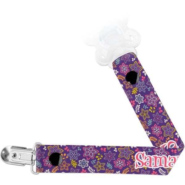 Custom Simple Floral Pacifier Clip (Personalized)