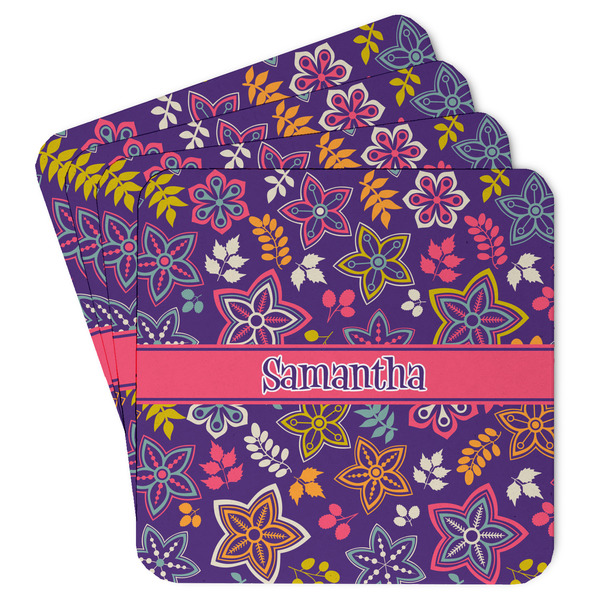 Custom Simple Floral Paper Coasters (Personalized)