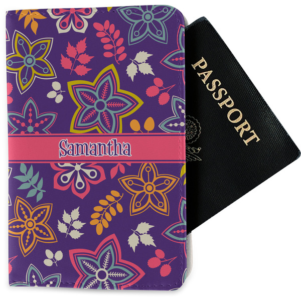 Custom Simple Floral Passport Holder - Fabric w/ Name or Text