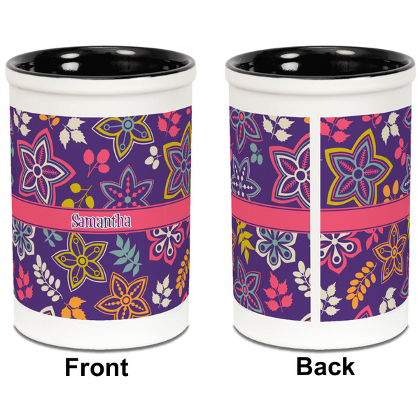 Simple Floral Pencil Holder - Black - approval