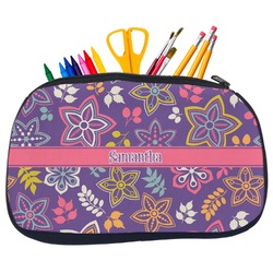 Simple Floral Neoprene Pencil Case - Medium w/ Name or Text