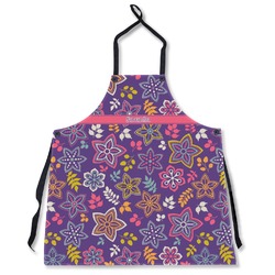 Simple Floral Apron Without Pockets w/ Name or Text