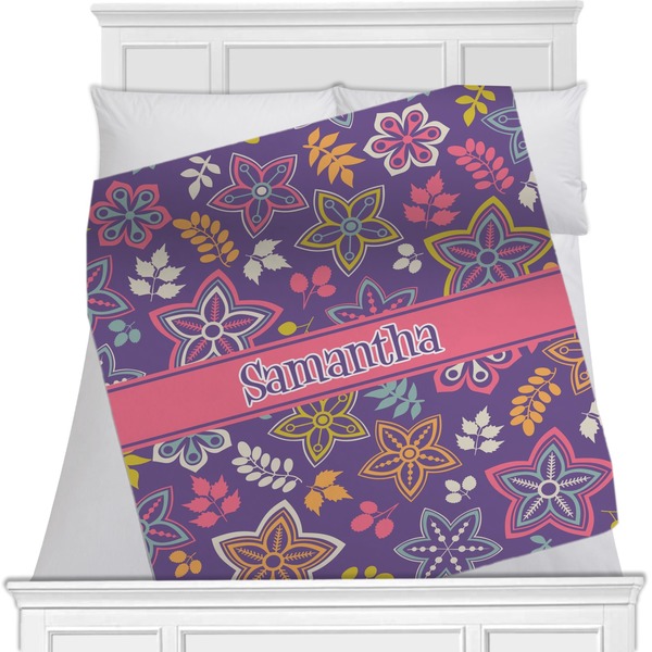 Custom Simple Floral Minky Blanket - 40"x30" - Single Sided (Personalized)