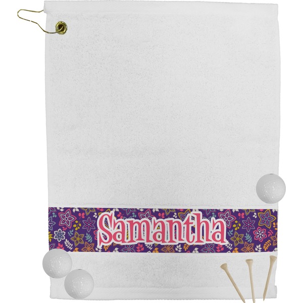Custom Simple Floral Golf Bag Towel (Personalized)