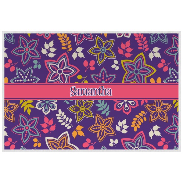 Custom Simple Floral Laminated Placemat w/ Name or Text
