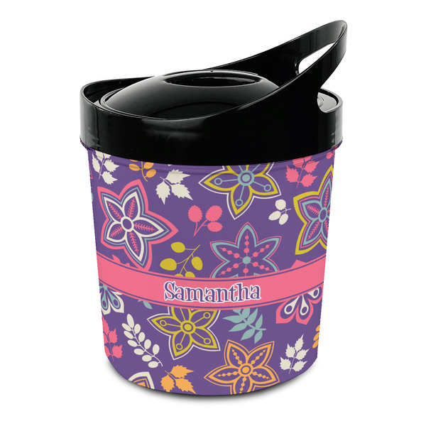 Custom Simple Floral Plastic Ice Bucket (Personalized)