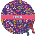 Simple Floral Round Fridge Magnet (Personalized)