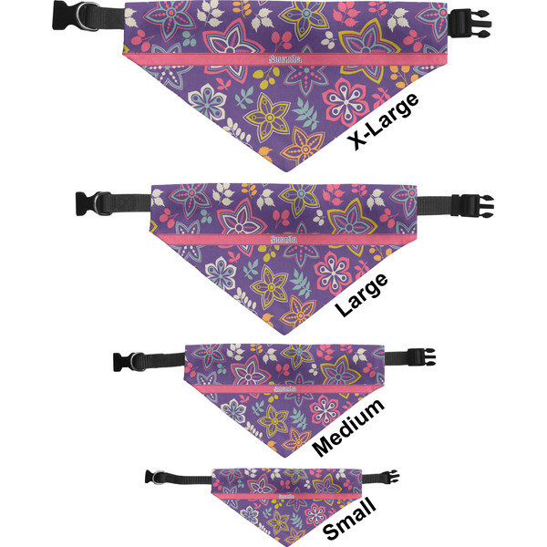 Simple Floral Pet Bandana Sizes