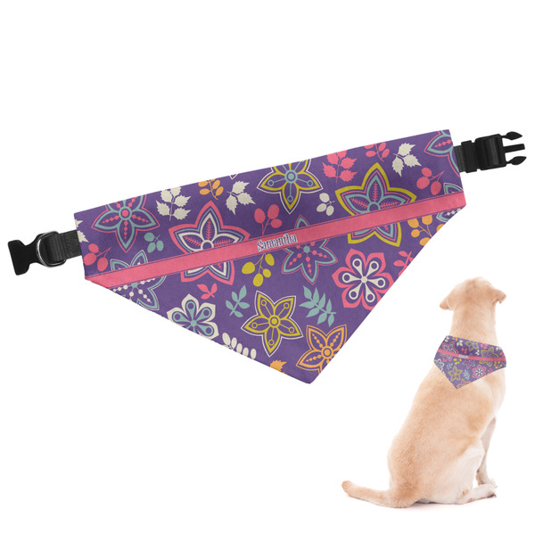 Custom Simple Floral Dog Bandana - XLarge (Personalized)