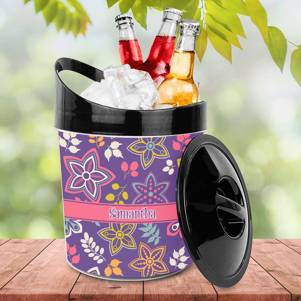 Simple Floral Plastic Ice Bucket - LIFESTYLE