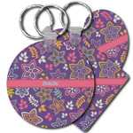 Simple Floral Plastic Keychain (Personalized)