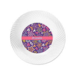 Simple Floral Plastic Party Appetizer & Dessert Plates - 6" (Personalized)