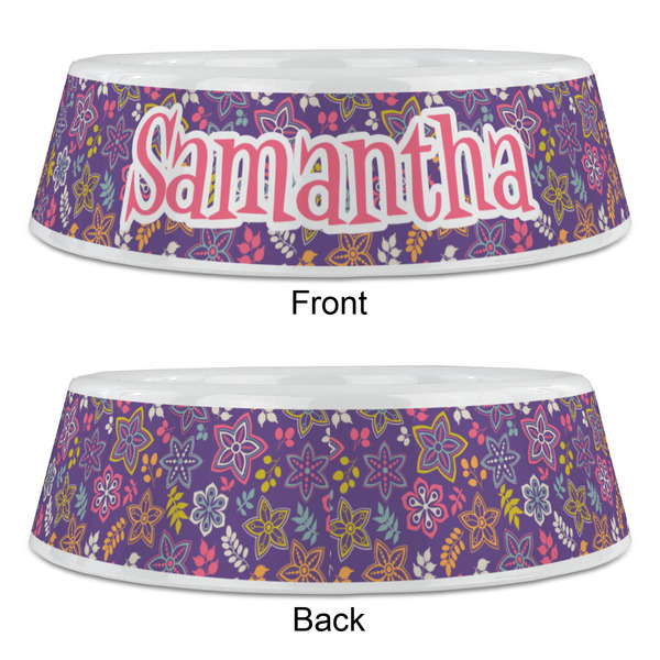 Simple Floral Plastic Pet Bowls - Large - APPROVAL