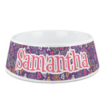 Simple Floral Plastic Dog Bowl (Personalized)