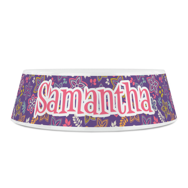 Simple Floral Plastic Pet Bowls - Small - FRONT