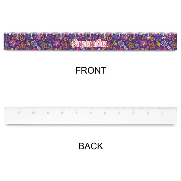Simple Floral Plastic Ruler - 12" - APPROVAL
