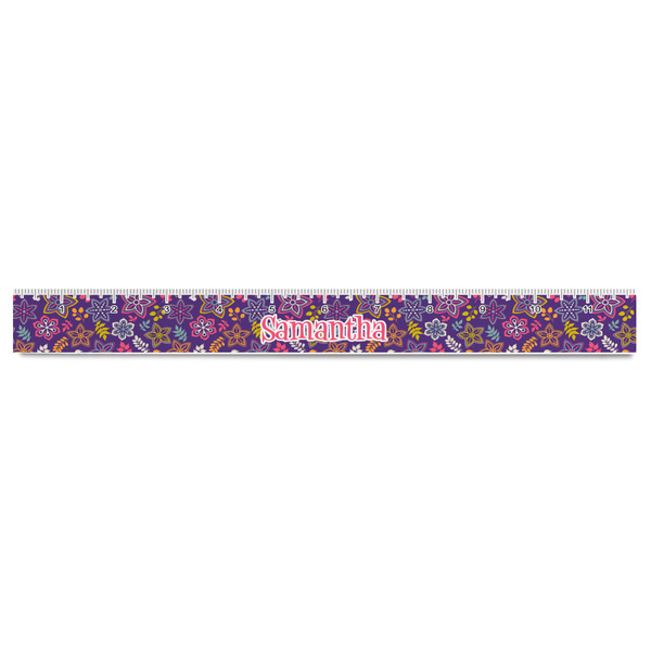Simple Floral Plastic Ruler - 12" - FRONT