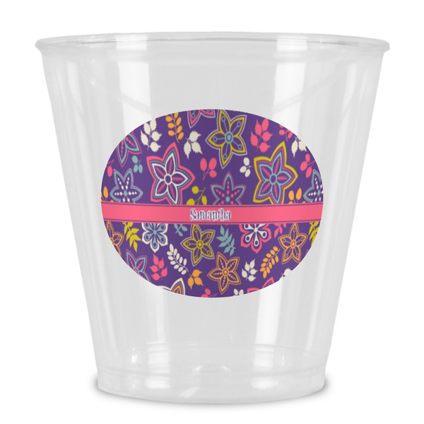 Custom Simple Floral Plastic Shot Glass (Personalized)