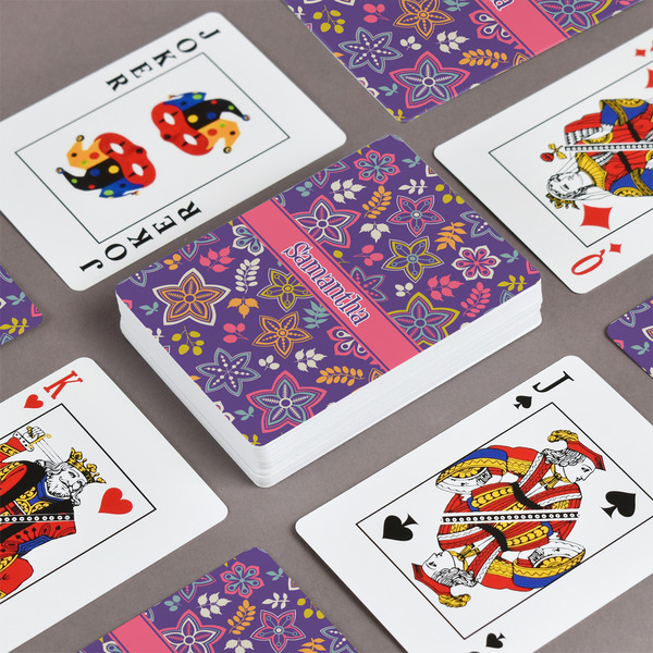 Simple Floral Playing Cards - Front & Back View