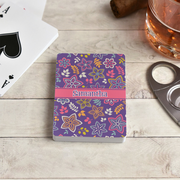 Simple Floral Playing Cards - In Context